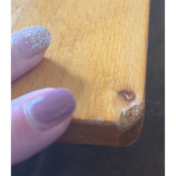 Vintage Wood Wall Hanging Cutting Board with Hand painted Apple design flowers - Picture 8 of 9